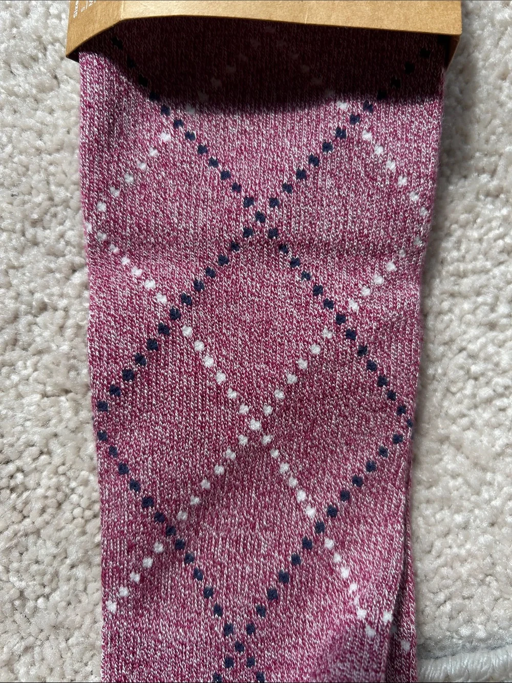 Wellow Argyle Dress Socks in Dusty Rose with Navy Accents